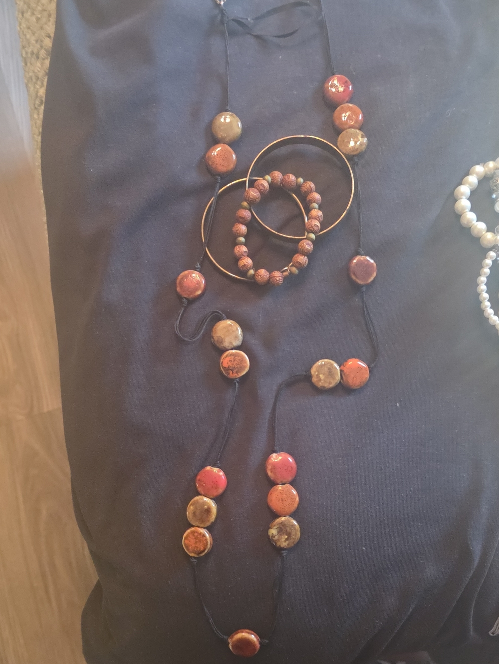 Handmade Red and Brown Beaded Necklace and Bracelet Set